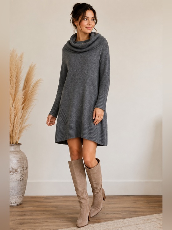 Anthropologie Dresses & Skirts - Anthropologie Sonoran Cowl Neck Wool Alpaca Sweater Dress Gray M Academia Fall